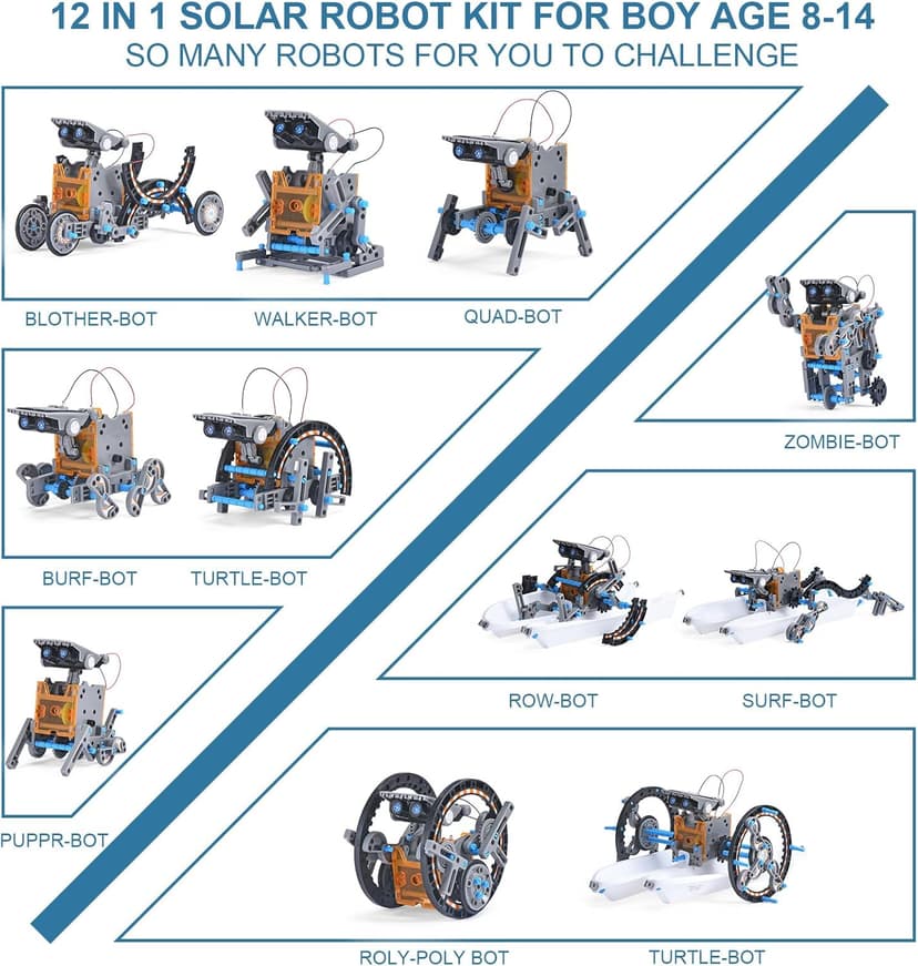 Toys for Ages 8-13,12 in 1 Stem Project Solar Robot Toy for 10 Years Old Autism Boy,Science Kits for Kids Age 8-14,Building Gear Toy Christmas Birthday Gift Idea for Boy Age 8 9 10 11 12 13 14