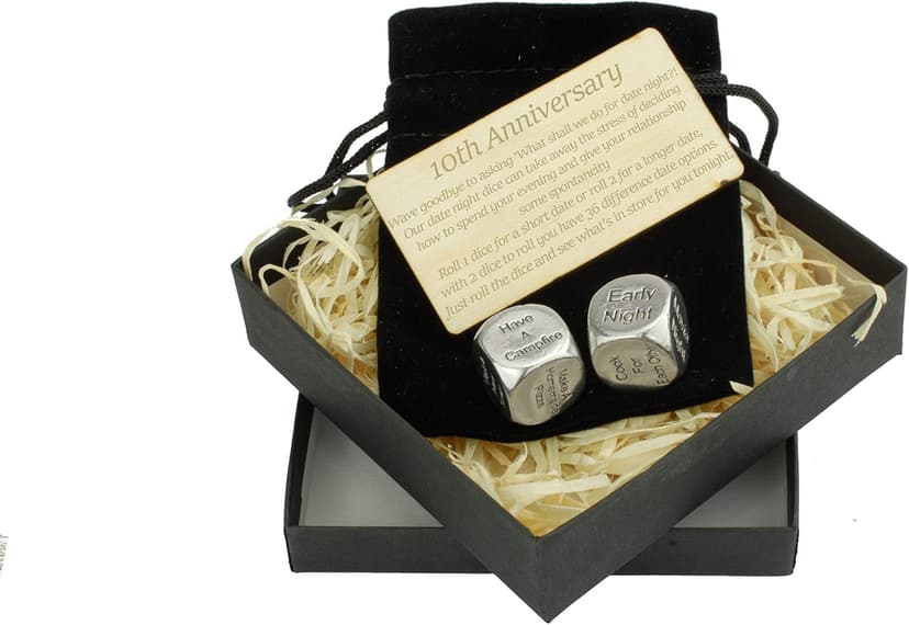 TIN Date Night Dice 10th Anniversary 100% Pure Tin - Create a Unique 10th Anniversary Date Night