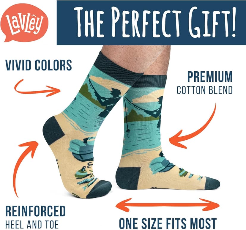 Lavley Can’t Today My Arm Is In A Cast Socks - Funny Fishing Socks for Men - Hilarious Gift for Anglers and Outdoorsmen - One Size Fits Most