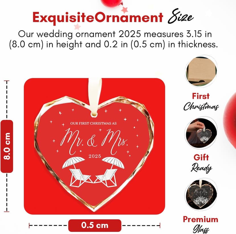 Wedding Gifts - Mr and Mrs Gifts - Marriage Gift Ideas for Couples, Future Mr and Mrs Gift Ideas-Her Just Married Ornaments - Just Married Decorations Bridal Shower Ornaments(Beach)