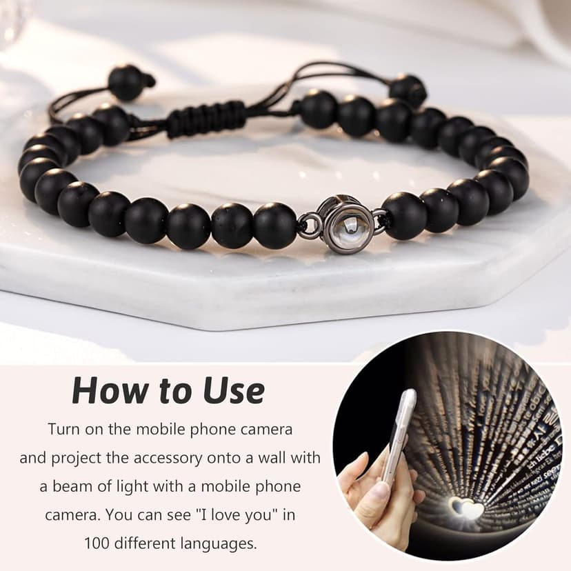 UNGENT THEM I Love You 100 Languages Bracelets Couples Gifts To My Men, Boyfriend, Girlfriend, Husband, My Love, Soulmate, Fiance - Anniversary Valentines Day Birthday Christmas Gift for Him and Her