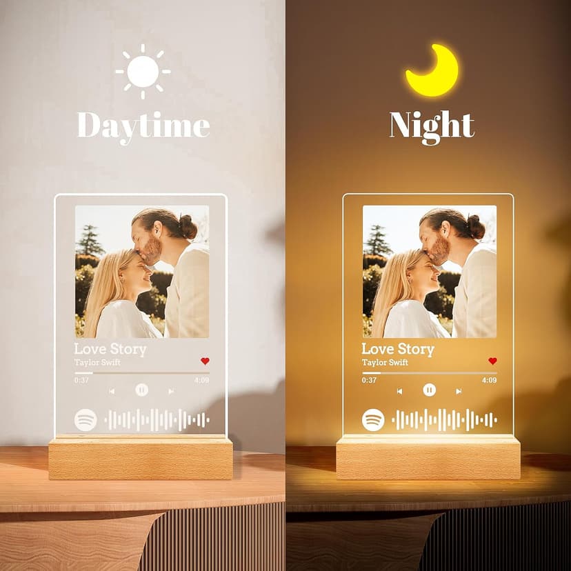 Spotify Plaque Personalized Gifts for Women Men, Custom Music Spotify Song Plaque, Customized Photo Picture Frames, Personalized Anniversary Birthday Gifts for Her Him Boyfriend Girlfriend Couples