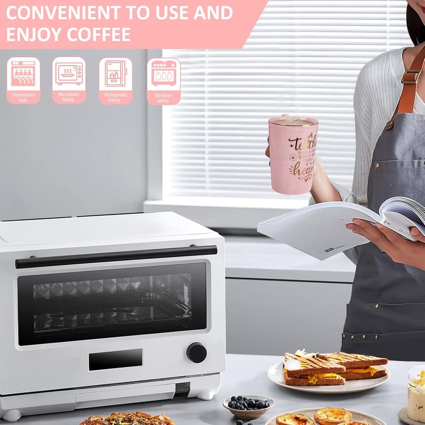 Unique Teacher Appreciation Gifts for Women - Best Teachers Christmas Mug for Teachers from Student, 14Oz Pink Marble Ceramic Gold Print Teacher Cup, Birthday Retirement Graduation, Nice Gift Boxed