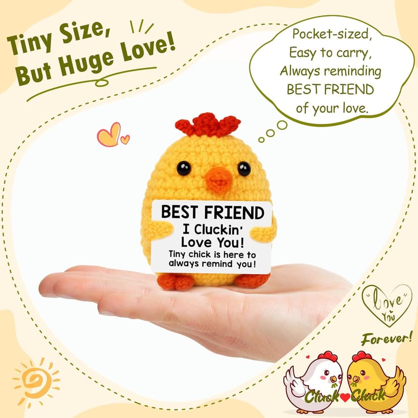 Best Friend Birthday Gifts for Women Friends Graduation Gift Bestie BFF Birthday Gifts I Love You Bestie BFF Friendship Gift Christmas Mothers Day Funny Handmade Crochet Animals Chicken