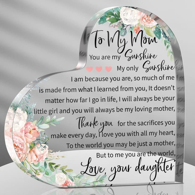 Jetec Mothers Day Gifts Acrylic Mom Birthday Sign Plaque Presents from Daughter Son Grateful Birthday Christmas Valentines Gifts, 5.91 x 5.91 x 0.55 Inches(to My Mother)