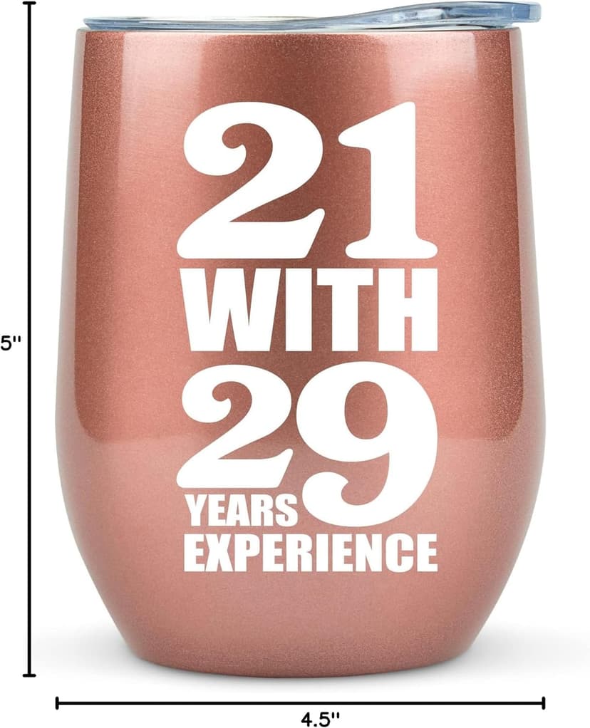 KLUBI 50th Birthday Gifts for Women Funny - 12 Ounce 21 with 29 years Experience Wine Glass 50th Birthday Gifts for Her, 50 Year Old Gift, 1975 Birthday Gifts For Women Turning 50