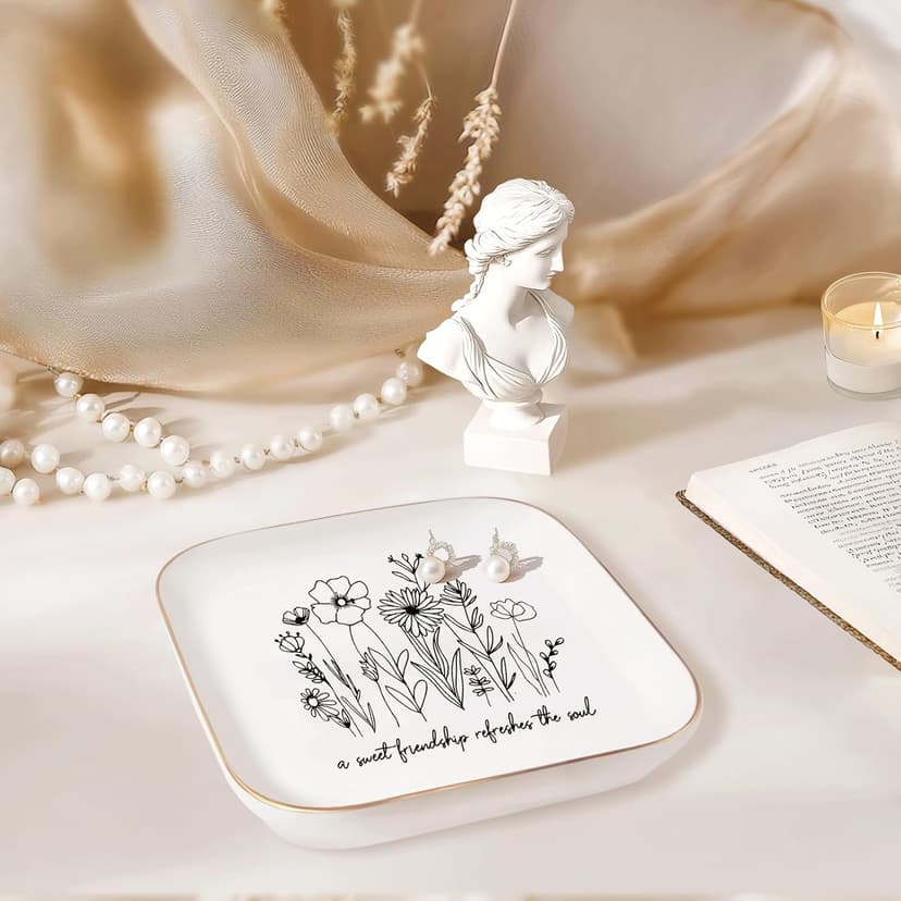 Christmas Gifts - A Sweet Friendship Refreshes The Soul - JewelryTray, Friendship Gifts for Women, Bible Verse Jewelry Dish, Christian Gifts Jewelry Dish, Best Friend Birthday Gifts for Women