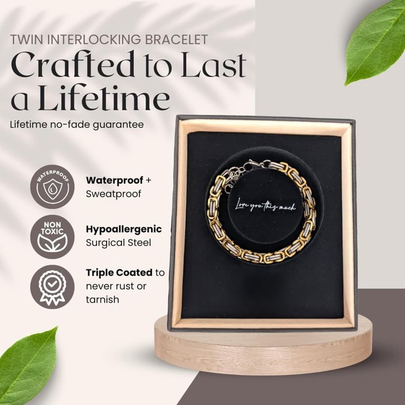 Love You This Much Steel Twist Bracelet for Him - Birthday & Wedding Gift for Husband, Boyfriend, or Fiance