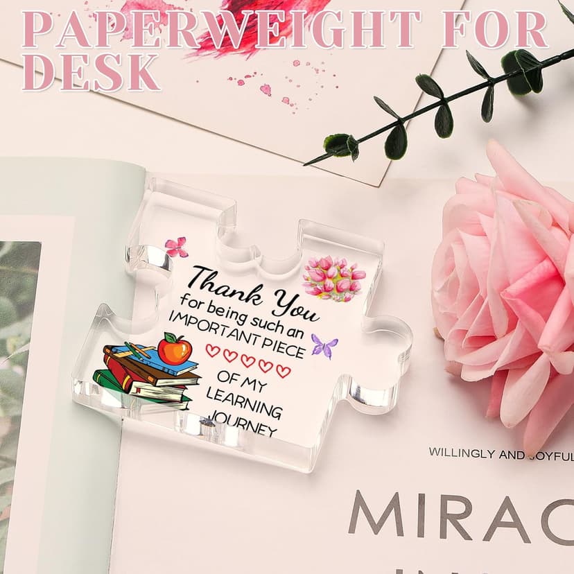 Funnli Teacher Gifts, Back to School Teacher Gifts, Teacher Appreciation Gifts Acrylic Plaque, Thank You Graduation Valentines Day Christmas Gifts for Women Teacher Classmate Study Partner Roommate