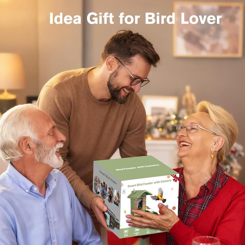 Smart Bird Feeder with Camera Solar Powered, AI Birds Species Identification, 2.5K HD Video Bird House with Camera for Outside, Weatherproof Design Ideal Gifts for Christmas, Bird Lovers, Green