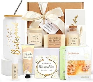 Bridesmaid Proposal Gifts, Bridesmaids Proposal Box Gifts for Wedding Day, Gift for Bridesmaids, Will You Be My Bridesmaid Gift with 16oz Glass Candle Hand Cream (10PCS)