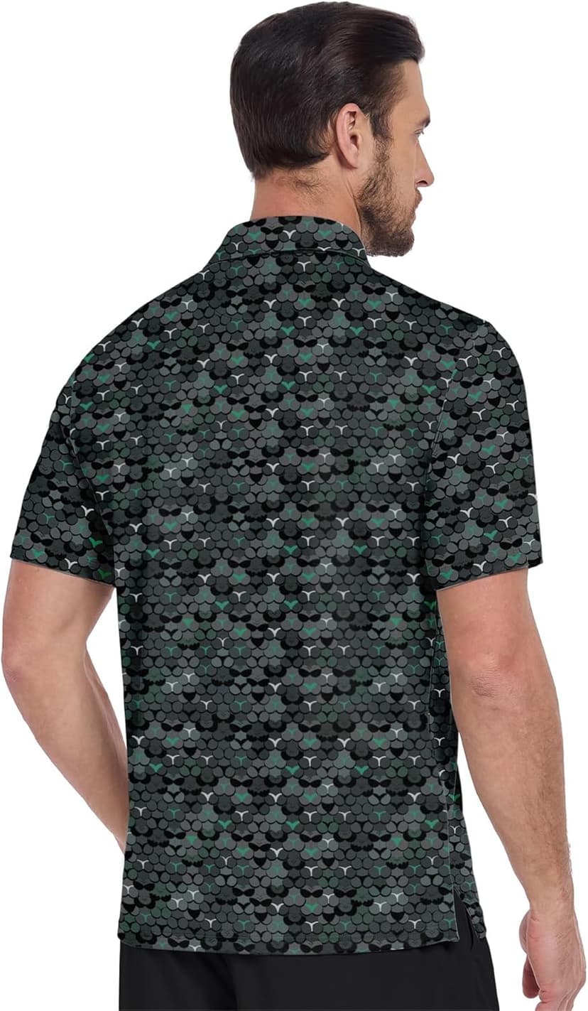 ZITY Men's Golf Shirts Short Sleeve Moisture Wicking Performance Print Patterns Casual Collared Golf Polo Shirt for Men