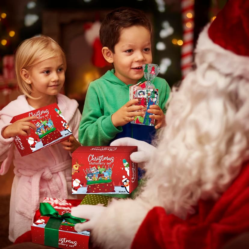168 PCS Christmas Party Favors for Kids, 24-Pack Christmas Stationery Set for Stocking Stuffers, Christmas-Themed Classroom Gift Exchange Carnival Events Class Reward Gifts and Prizes