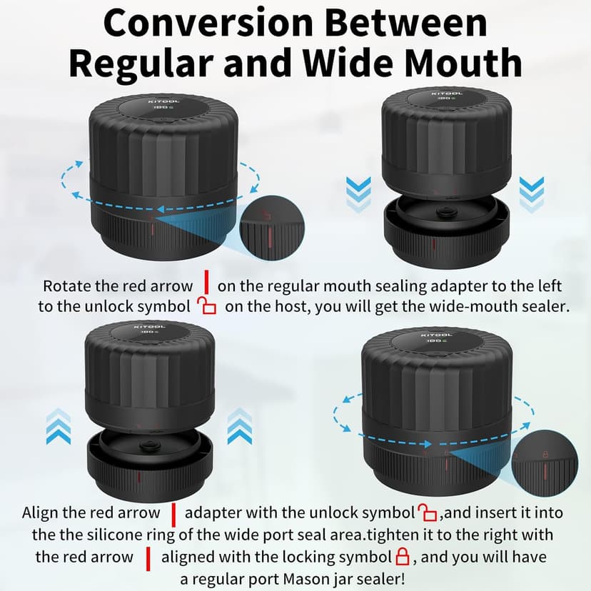 Electric Mason Jar Vacuum Sealer Kit for Wide-Mouth & Regular-Mouth Mason Jars, Food Saver Vacuum Canning Sealer Machine Includes 10 Jar Lids