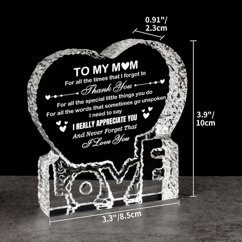 Crystal for Mom, Birthday Gifts for Mom from Daughter Son, K9 Crystal Plaque Keepsake, Best Gift for Mom on Xmas Thanksgiving Anniversary Birthday Mother‘s Day