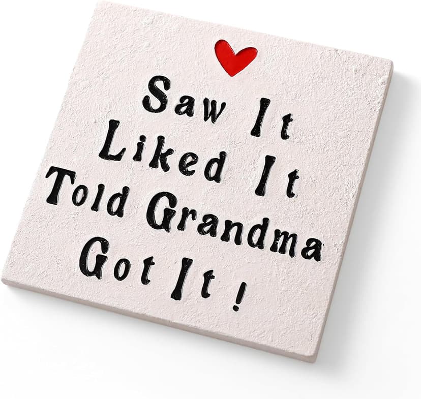 Grandma Gifts, Birthday Christmas Ideas for Grandmother from Grandkids Granddaughter Grandson, Best Grandma Ever Gifts, Funny 4'' Resin Coaster Present for 1st Time Grandma to Be