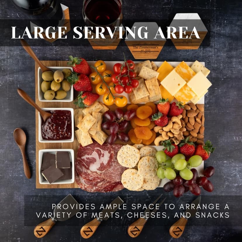 Personalized Charcuterie Board, Marble Cheese Boards for Bridal Shower Gifts, Perfect Housewarming Gifts for Couples, Custom Wedding Gifts, New Home Gift for Christmas