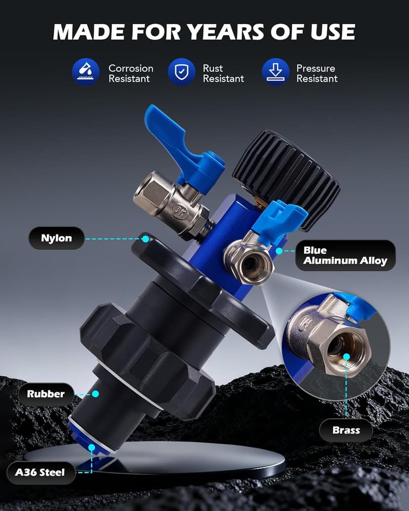 Orion Motor Tech Coolant Vacuum Refill Kit, Cooling System Vacuum Fill Tool with Leak Detector 5 Round Adapters 1 Conical Adapter, Radiator Coolant Fill Kit with Dual-Movement Gauge for Vacuum Leak