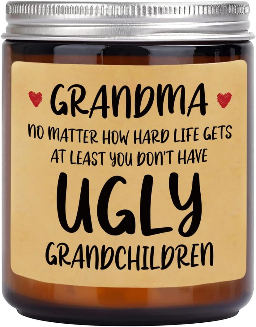 Niyewsor Grandma Gifts, Grandparents Day Gifts for Grandma, Lavender Scented Soy Wax Candle, Grandmas Birthday Gift from Grandchildren Granddaughter Grandkids, Handmade, 7oz
