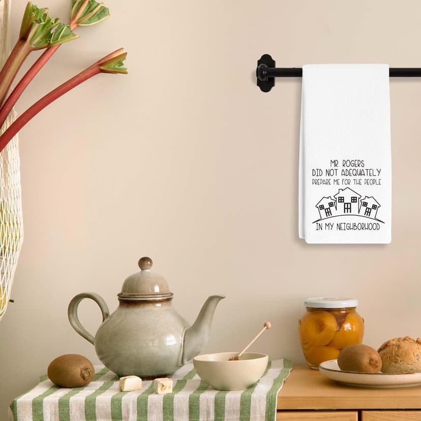 Funny Housewarming Gifts Towels Dish Towels Dishcloth for Neighbors, Christmas Birthday Gifts for Neighbors Hostess, 16 x 24 Farmhouse Decoration Hand Towels for Kitchen Bathroom Home. (096)