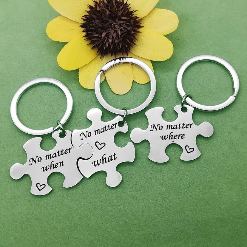 Vadaka Best Friend Keychain Set No Matter Where What When Puzzle Keychain Set of 3 Long Distance Relationship Gift Friendship Gifts for Couple Sister Teens Birthday Christmas Gift