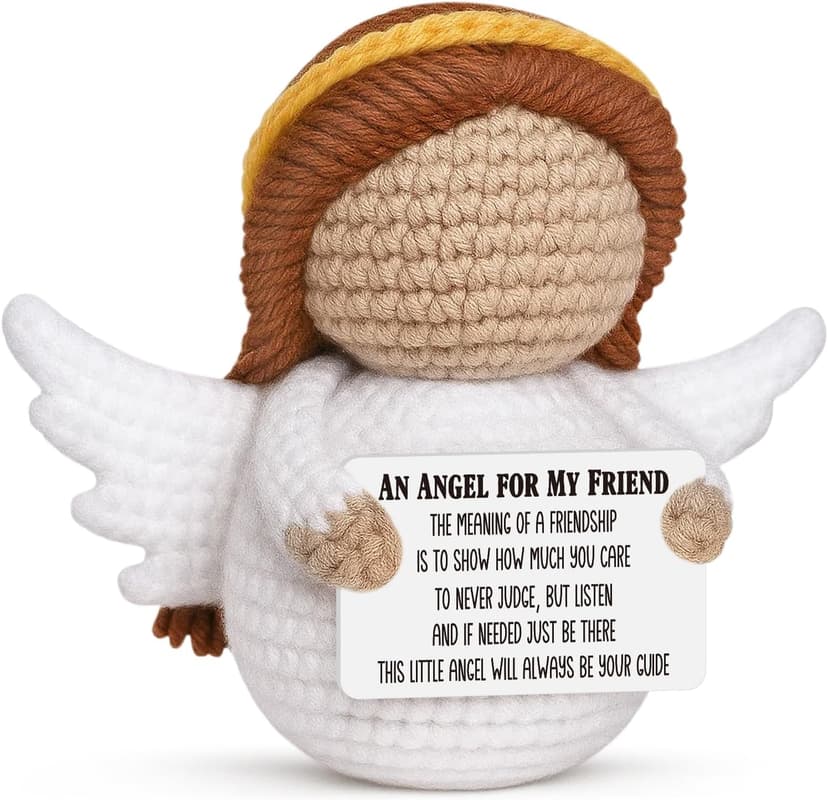 Best Friend Birthday Gifts for Women Men, Christmas Decorations for Bestie BFF Sister, Friendship Gifts for Women Friends Her Him Female Male Boys Girls, Funny Handmade Crochet Angel Stocking Stuffers