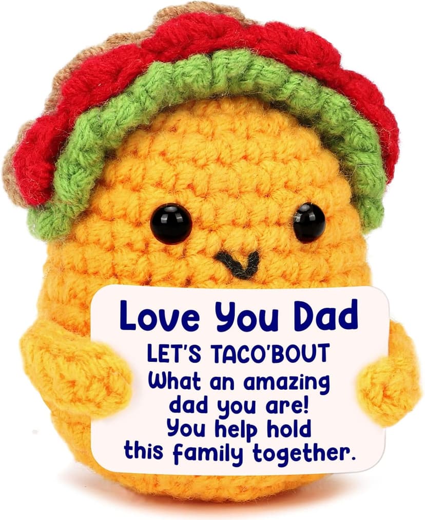 Dad Christmas Birthday Gifts from Daughter Son I Love Best Dad Ever Gifts for New Single Step Dads Thank You Daddy Cool Funny Present Fathers Day Handmade Crochet Taco Gift