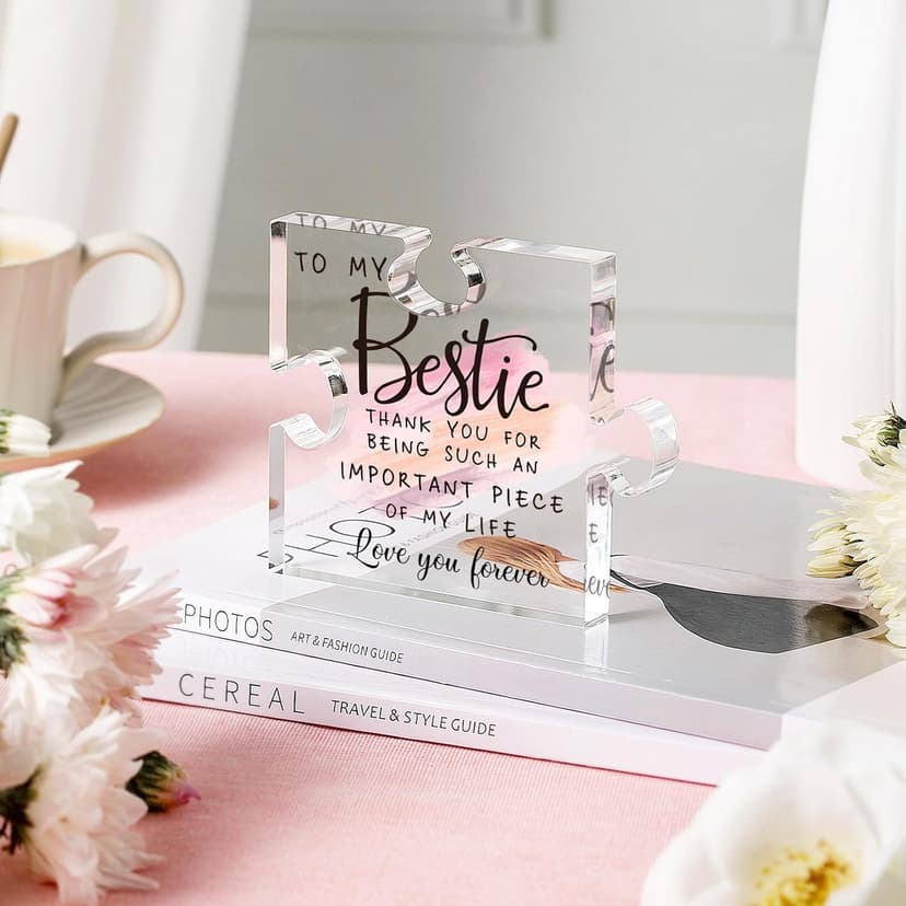 Bestie Gifts for Women Friendship - 0.6" Thickness Acrylic Puzzle & Gift Box,Gifts for Friends Female,Friend Keepsake for Women Birthday,Bff Soul Sister Work Bestie Gift for Thankgiving Present