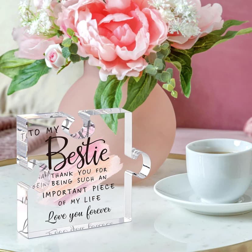 Bestie Gifts for Women Friendship - 0.6" Thickness Acrylic Puzzle & Gift Box,Gifts for Friends Female,Friend Keepsake for Women Birthday,Bff Soul Sister Work Bestie Gift for Thankgiving Present