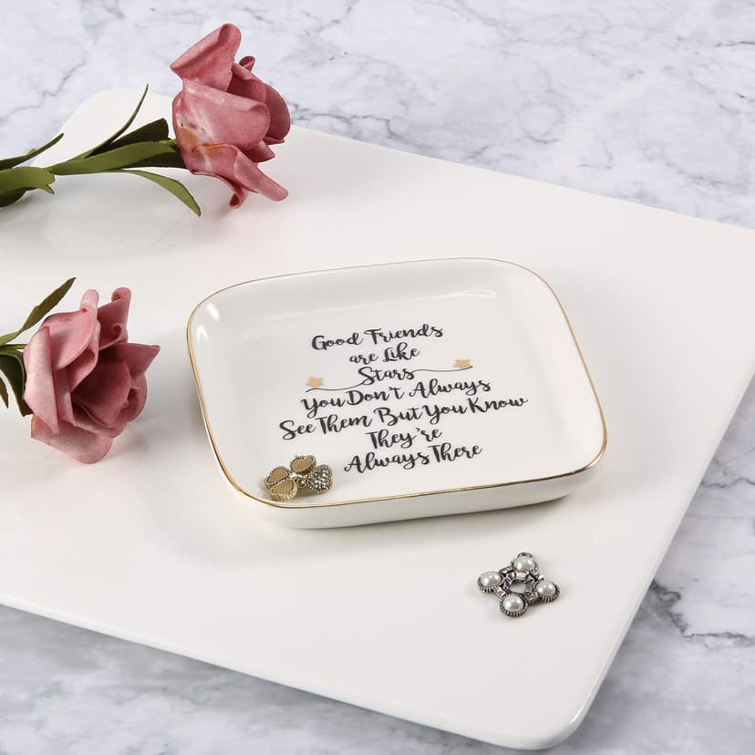 Scwhousi Ring Dish Jewelry Tray for Friend Mom Sister Maid of Honor,Birthday Mother's Day Christmas Gifts