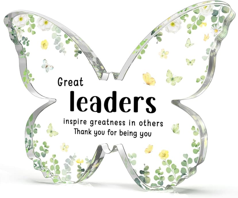 Boss Christmas Gifts, Boss Lady Gifts for Women, 5x3.8x0.5 Inch Butterfly Acrylic Plaque Decor, Birthday Retirement Leaving Going Away Boss Day Christmas Gift for Female Boss Leaders Manager