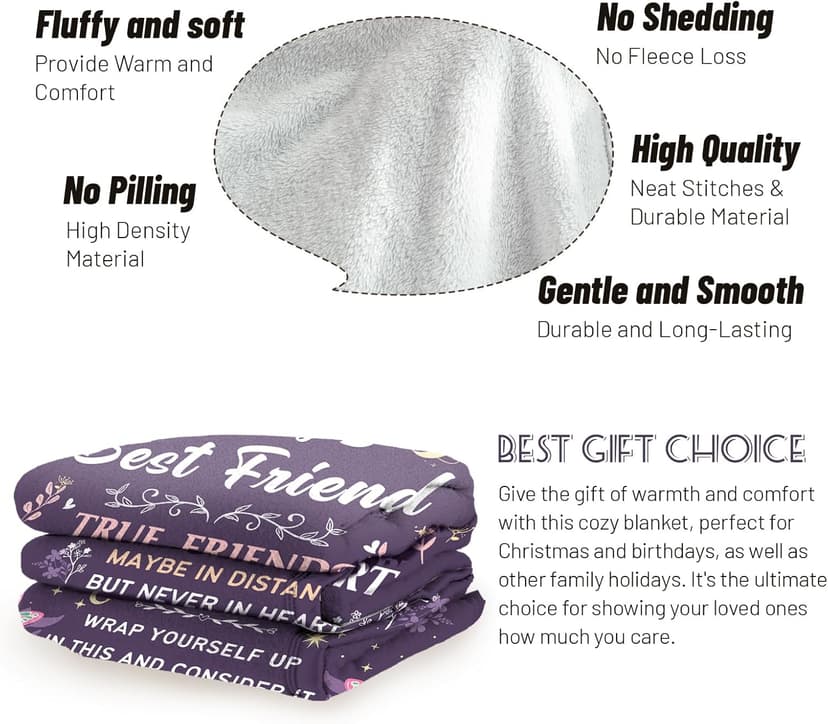 Best Friend Blanket Gifts on Christmas, Friendship Blanket Gifts for Women, Work Bestie, BFF, Soul Sister, for Women Friends on Mothers Day, Birthday, Xmas, to My Friend Throw Blanket, 60"x50"