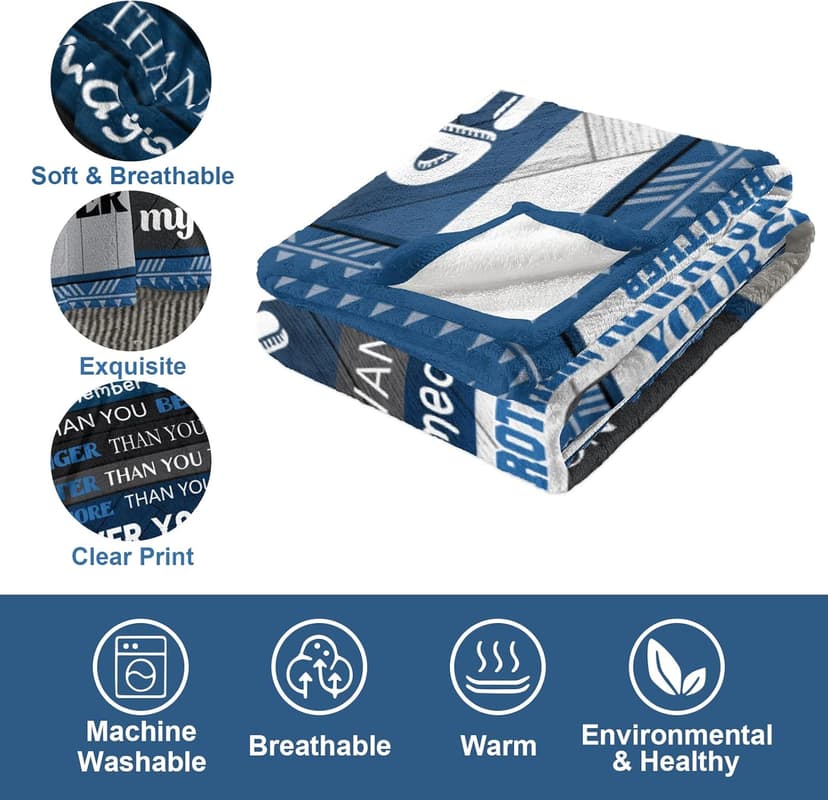 Quilazy Gifts for Brother, Best Brothers Birthday Gifts from Sister, Big Brother Gift for Boy, Cool Christmas Fathers/Valentines Day Graduation Birthday Gift for Adult Brothers Men Blanket 60"X 50"