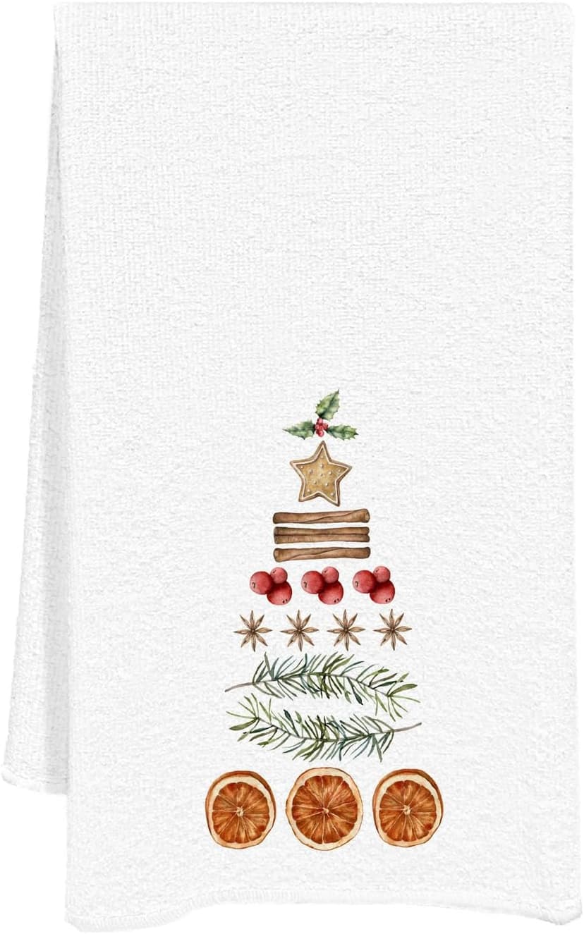 Christmas Cake Kitchen Dish Towels, Baking Christmas Tree Hand Towels Decorative for Farmhouse Kitchen Table, Cute Xmas Trees Gifts for Women Girls for Mom Hostess 16x24