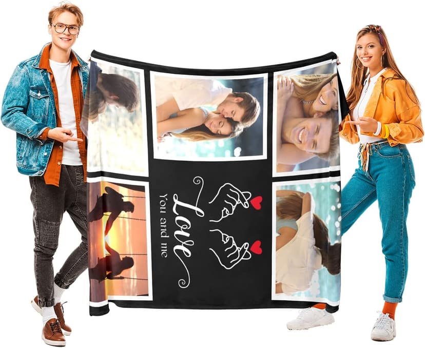 Custom Photo Blankets Using My Own Photo, Personalized Couples Gifts for Valentines Day Gifts for Him & Her