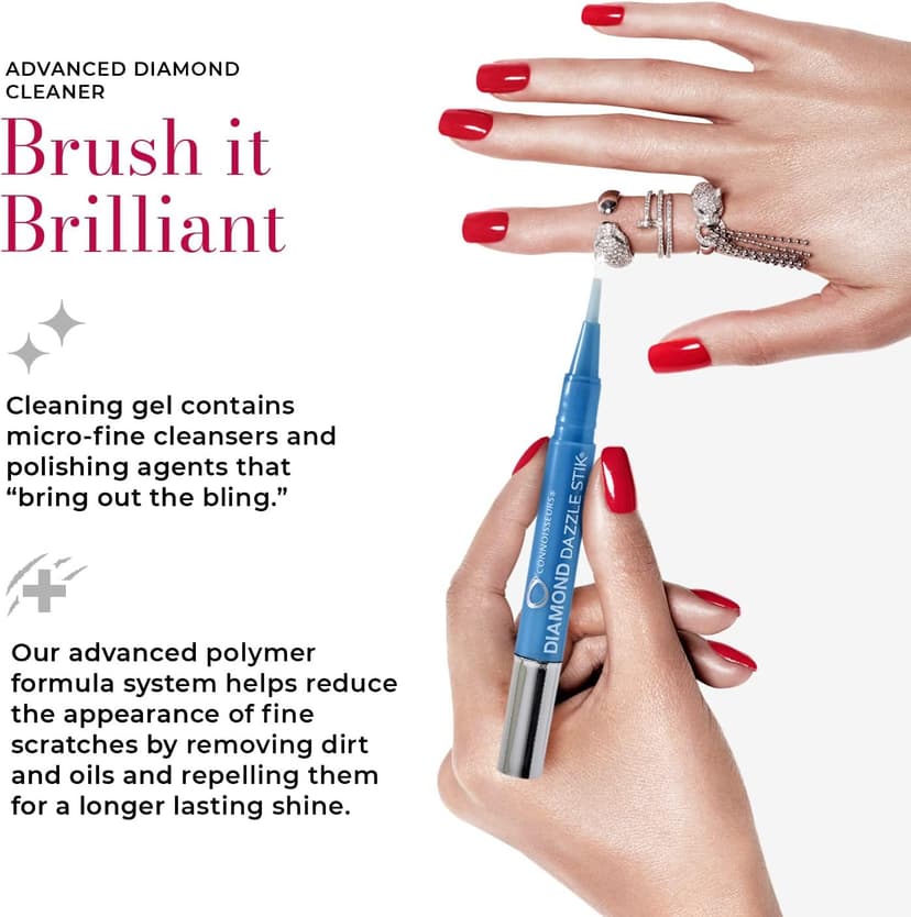 CONNOISSEURS Diamond Dazzle Stik - Portable Diamond Cleaner for Rings and Other Jewelry - Bring Out The Sparkle in Your Diamonds and Precious Stones