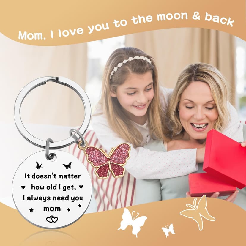 Mom Birthday Gifts - Mothers Day Keychain from Daughter Son, Kids Baby Toddler - Christmas Valentines Day Gifts