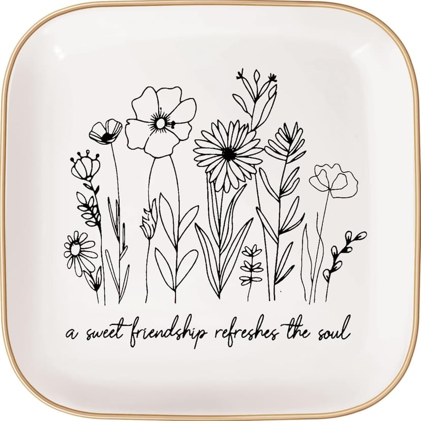 Christmas Gifts - A Sweet Friendship Refreshes The Soul - JewelryTray, Friendship Gifts for Women, Bible Verse Jewelry Dish, Christian Gifts Jewelry Dish, Best Friend Birthday Gifts for Women