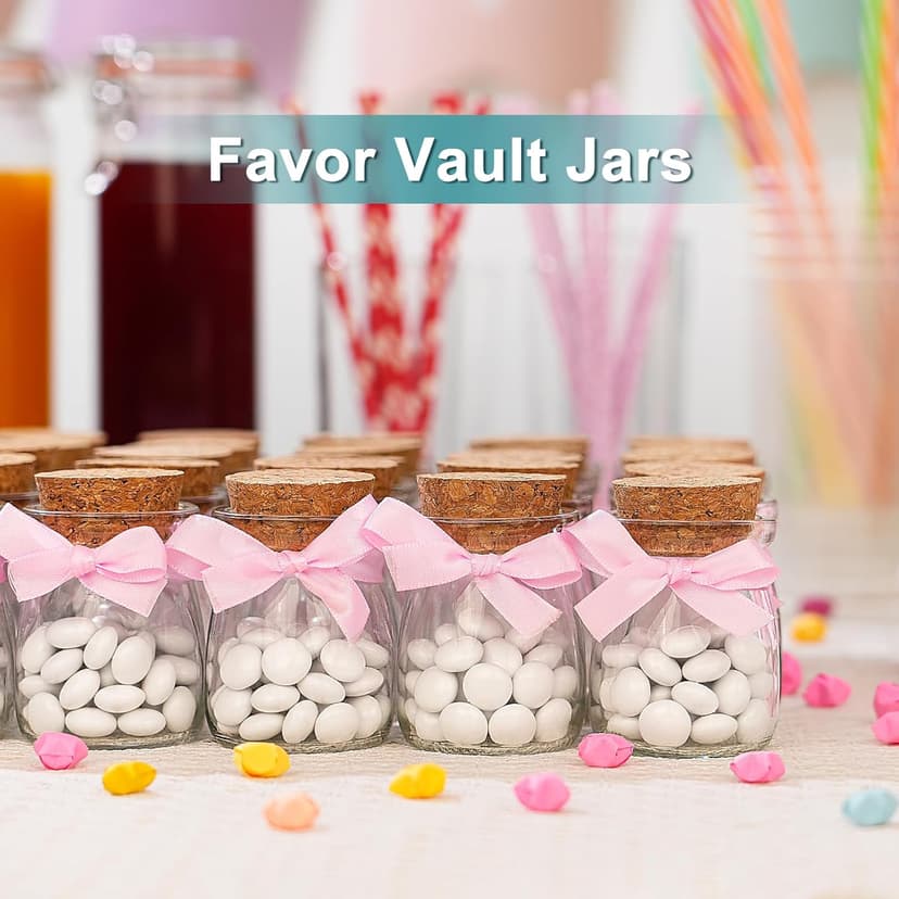 40 Pack Glass Favor Jars with Cork Lid, 3.4 oz Small Glass Bottles for Wedding Favor, Baby Shower, Party Favor, Gift Jars for Candy, Bonus Twine and Labels