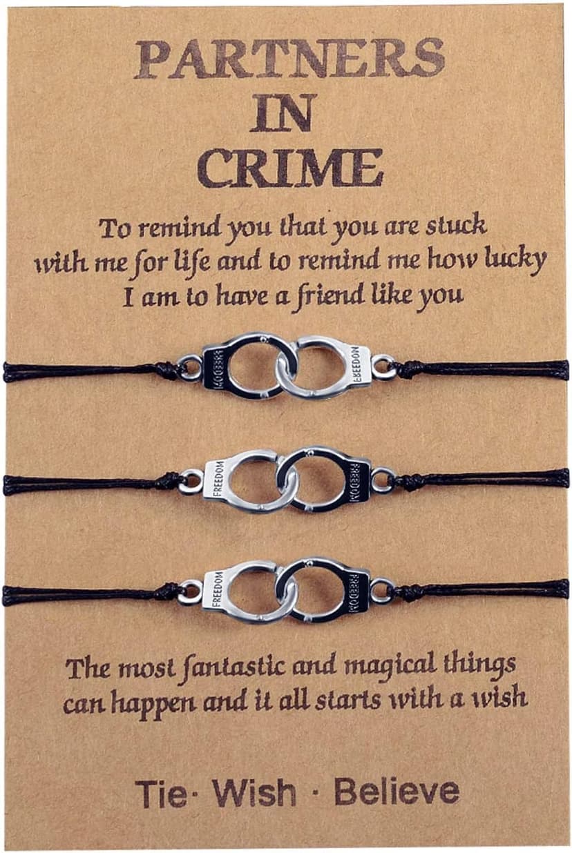 GBTBYS 2/3/4 PCS Best Friend Bracelet for Women Men, Matching Bracelets for Couples, Partners in Crime Bracelets, Handcuff BFF Friendship Bracelet Birthday Gifts for Her Him