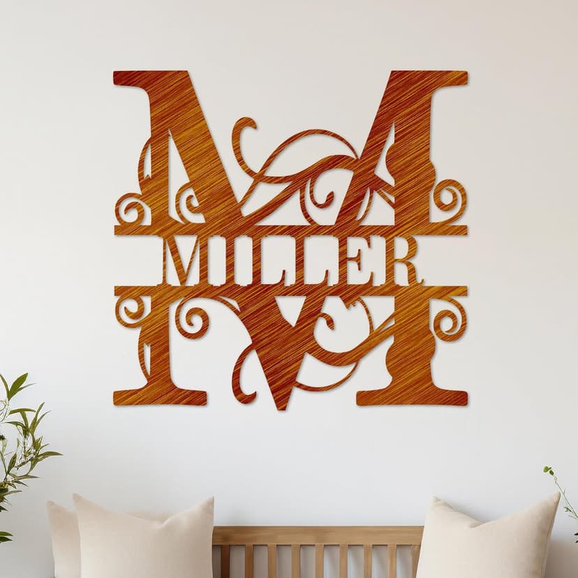 Custom Metal Name Sign | Metal Wall Art | Split Letter Monogram Wall Decor | Personalized Wedding Gift | Outdoor Sign