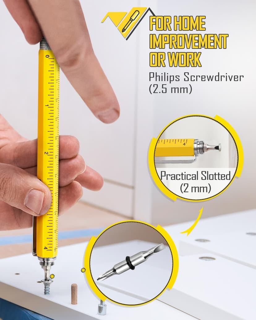 Gifts for Men Multitool Pen, Birthday Gifts for Dad Husband Him Adults, Father's Day Gifts from Daughter and Son, Cool Gadgets and Unique Gift Ideas for Construction Engineers, Woodworkers Carpenters