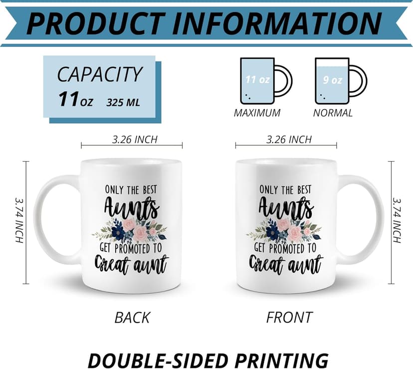 Promoted to Great Aunt Mug, Great Aunt Coffee Cups Ceramic, Great Aunt Coffee Mug, Great Aunt Gifts, Gifts for Great Aunt, Great Aunt Coffee Mug Gifts for Promoted to Great Aunt