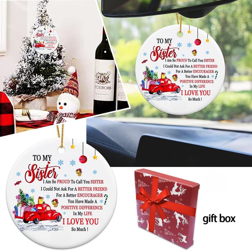 Sister Christmas Ornaments 2025,Sister Ornament for Christmas Tree,Best Sister Gifts,Friends Ornaments for Women,Friendship Gift for My Sister