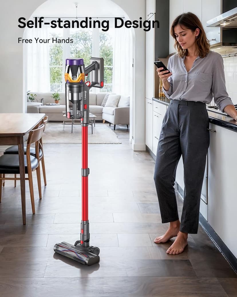 Cordless Vacuum Cleaner, Upgraded 55KPA 650W 70Mins Stick Vacuum with Hurricane Mode, Self-Standing, Touch Screen, 1.8L Dust Cup, Anti-tangle Wireless Vacumm, Vacuum Cleaners for Home/Pet Hair/Carpets