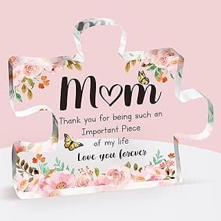 Gifts for Mom - Delicate Mom Birthday Gifts from Daughter Son - Engraved Acrylic Block Puzzle Piece 3.9 x 3.3 inch - Mothers Day Christmas Birthday Gifts for Mom, Ideas