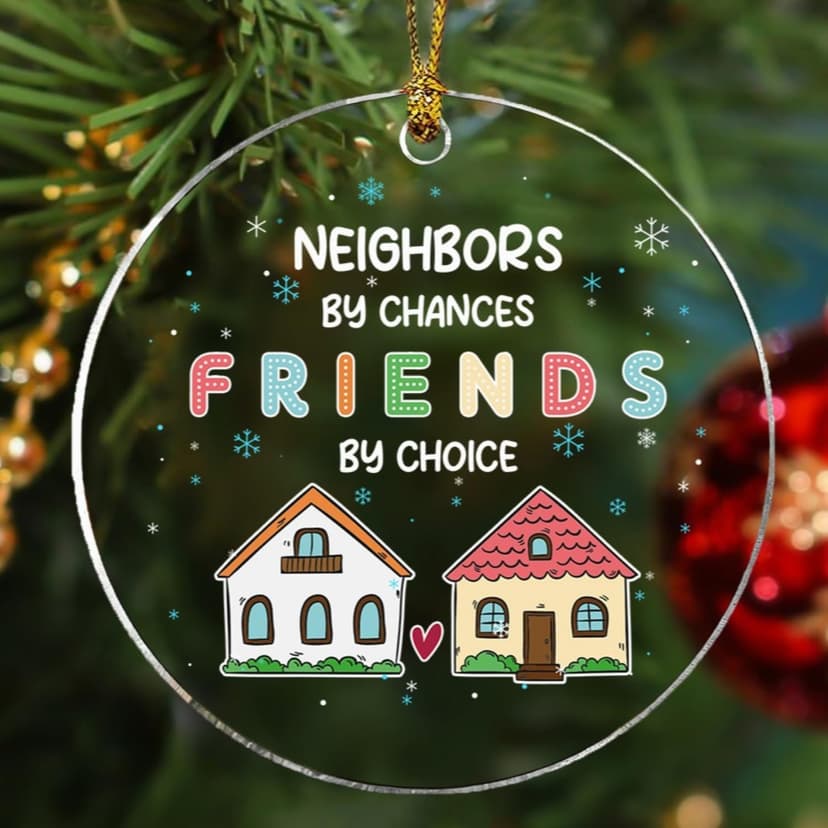 Neighbor Ornament 2025, Christmas Ornaments 2025, Neighbor Gifts Merry Christmas from Our House to Yours, Funny Glass Xmas Tree Decorations, Neighborhood Gift Ideas for Neighbors, Best Friends, Women