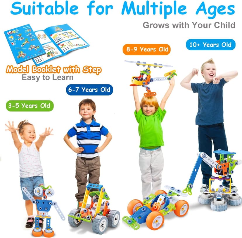 10 in 1 STEM Toys for 4 5 6 7 8+ Year Old Boy Girl Birthday Gifts Building Toys for Kids Ages 4-8 5-7 6-8 Preschool Educational Stem Activities for Boys 3-5 4-6 8-10 Creative Games Christmas Idea Gift