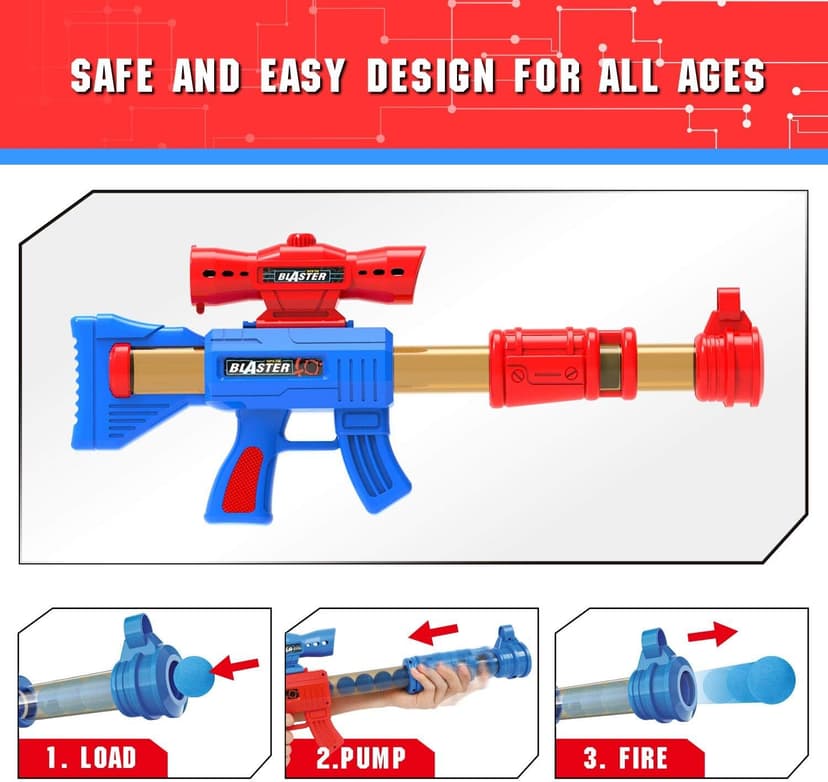 YEEBAY Shooting Game Toy for Age 6, 7, 8,9,10+ Years Old Kids, Boys - 2pk Air Guns & Shooting Target & 24 Foam Balls - Ideal Gift - Compatible with Toy Guns