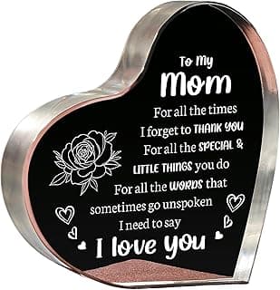Gifts for Mom, Mom Birthday Gifts, I Love You Mom Gifts - Mother Acrylic Keepsake - Best Christmas Mother's Day Gifts for Mom from Daughter Son